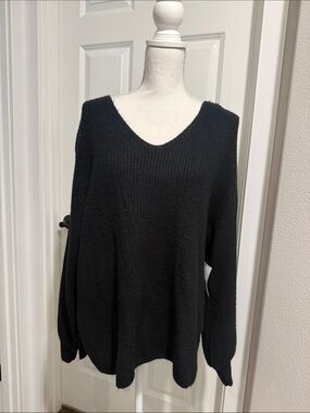 1. State Black V-Neck Knit Pullover Sweater
